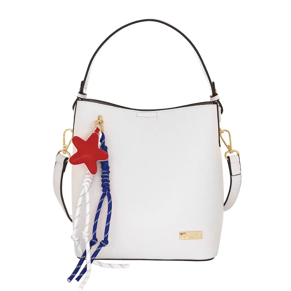 Camomilla Milano | Borsa Secchiello Ice Lolly Bianco | Texture Caviar con Charm