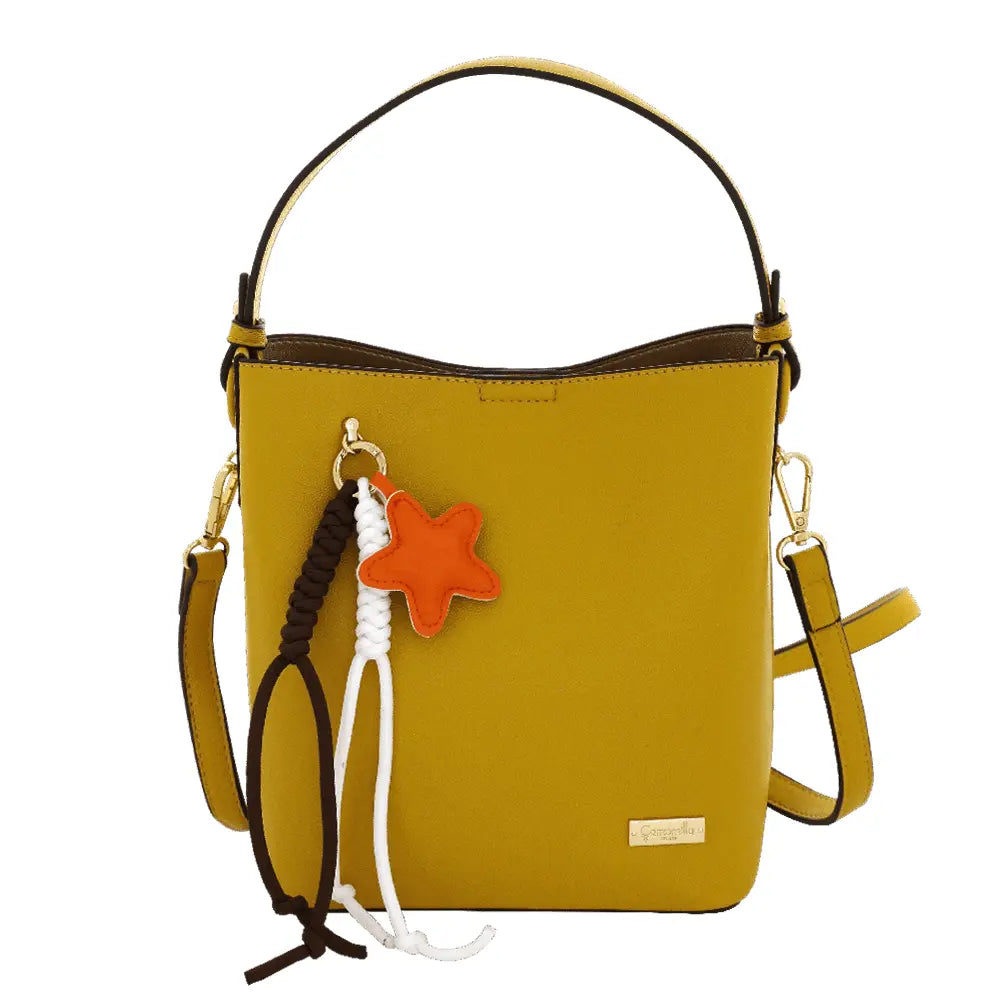 Camomilla Milano | Borsa Secchiello Ice Lolly Giallo | Texture Caviar con Charm