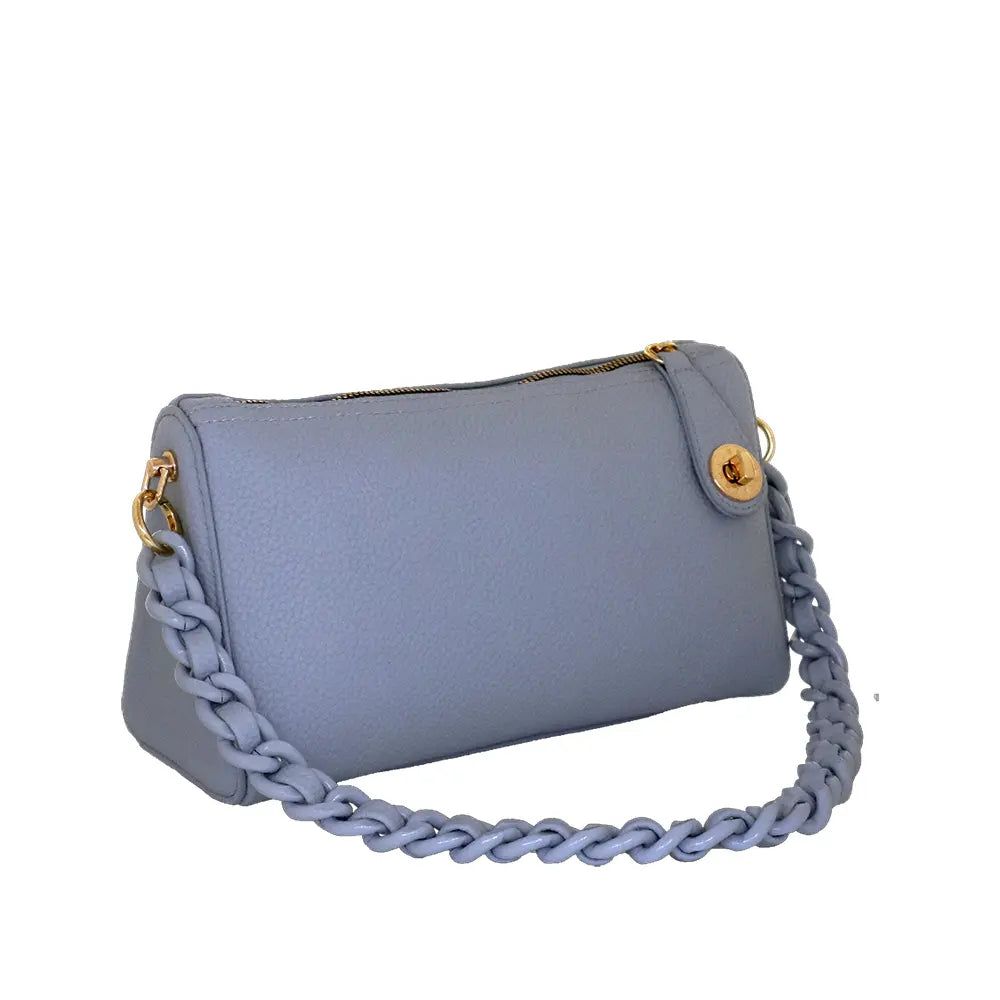 Camomilla Milano | Borsa Spalla Chewing Bag Azzurro | Mini Bauletto Martellato