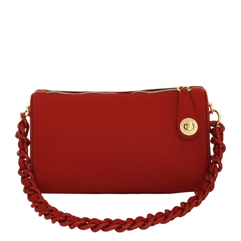 Camomilla Milano | Borsa Spalla Chewing Bag Rosso | Mini Bauletto Martellato