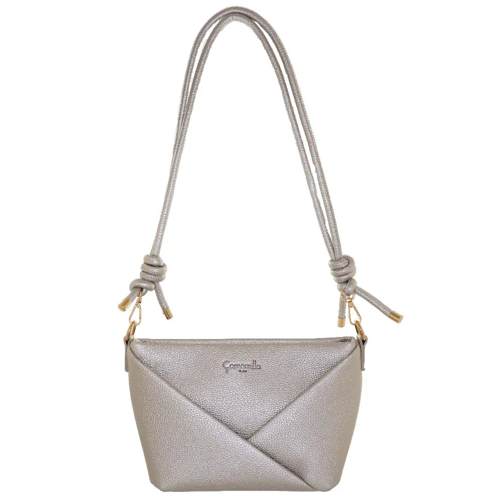 Camomilla Milano | Borsa Tracolla Glassé Argento | Stile Nautico con Corda