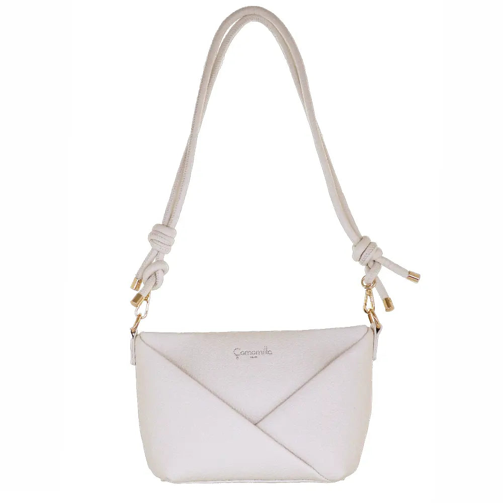 Camomilla Milano | Borsa Tracolla Glassé Bianco | Design Marinaro con Corda