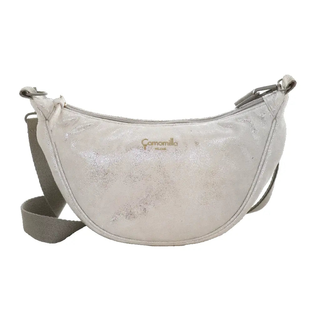 Camomilla Milano | Borsa Tracolla M Lulu Argento | Mezzaluna Scintillante