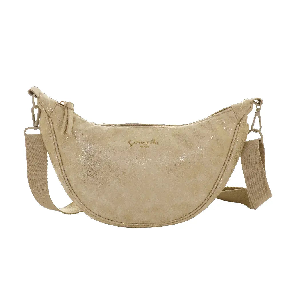 Camomilla Milano | Borsa Tracolla M Lulu Oro | Mezzaluna Scintillante