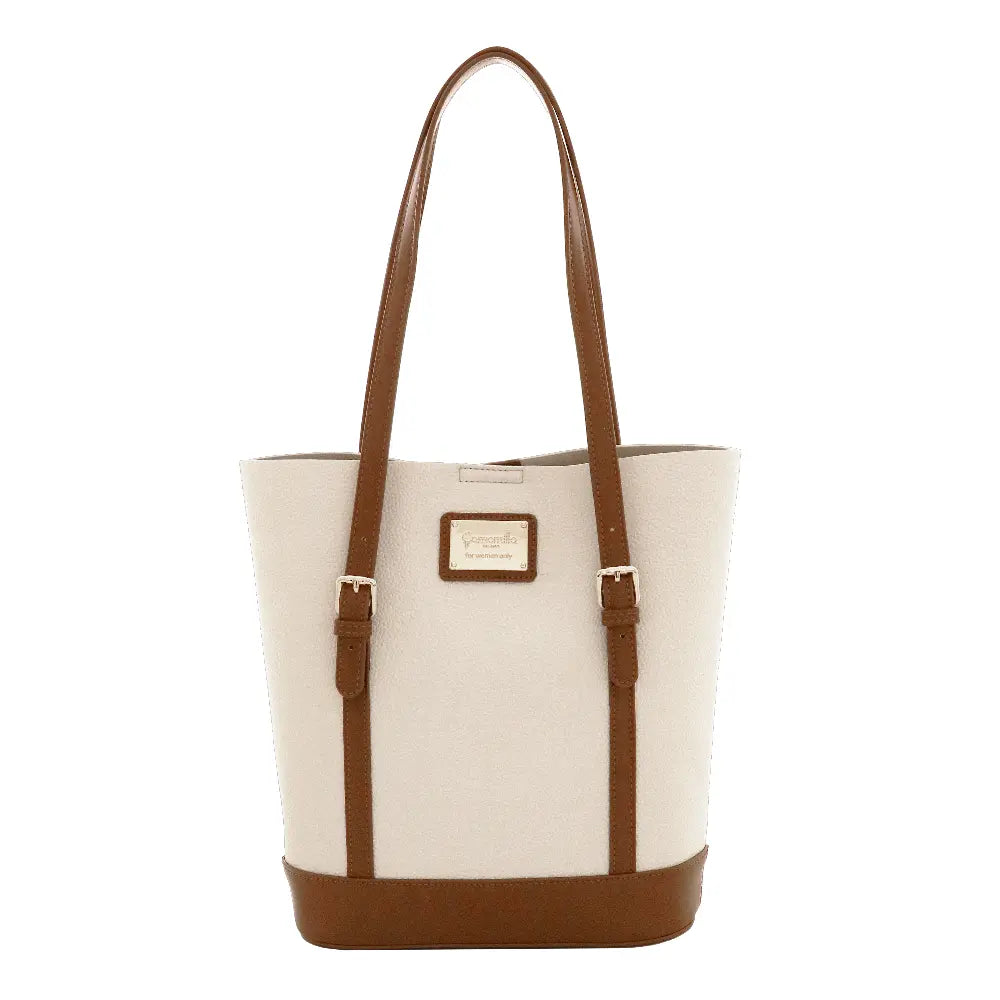 Camomilla Milano | Borsa a Spalla Toffee Bianco | Sportina in Similpelle