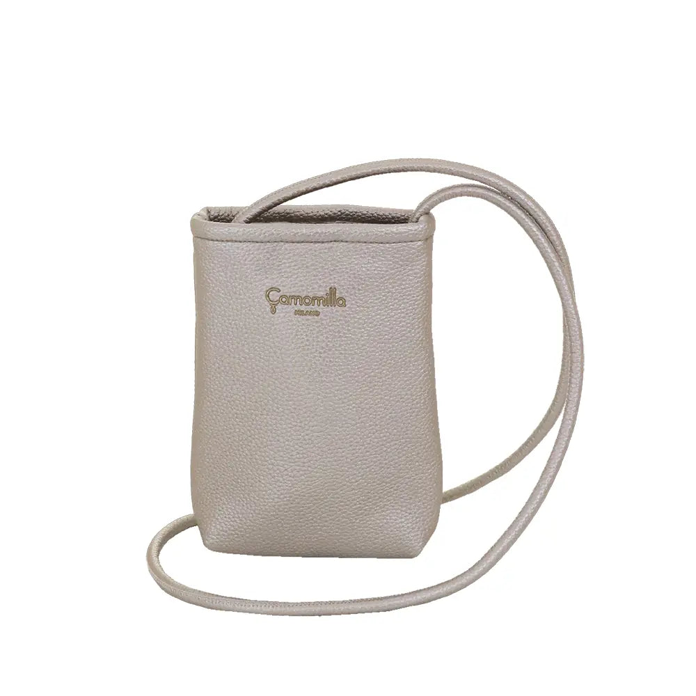 Camomilla Milano | Portacellulare Glassé Argento | Pochette con Tracolla Martellata