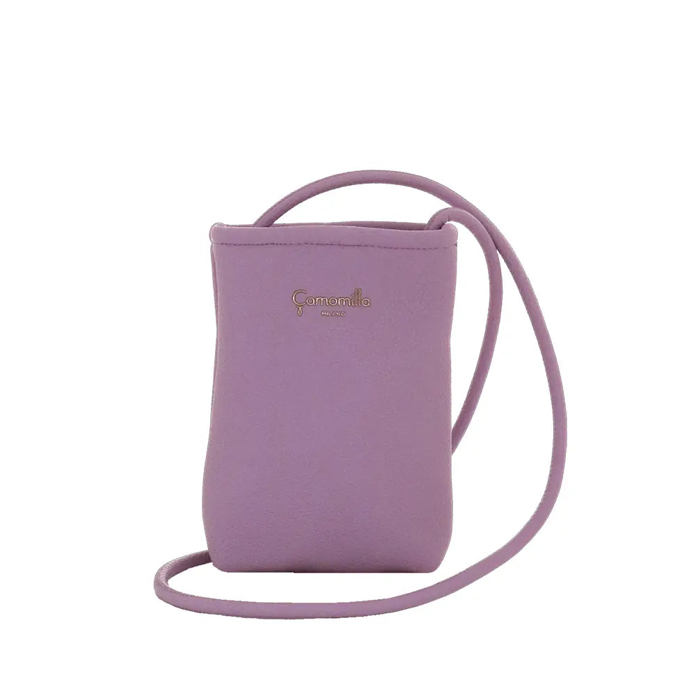 Camomilla Milano | Portacellulare Glassé Lilla | Pochette con Tracolla Martellata