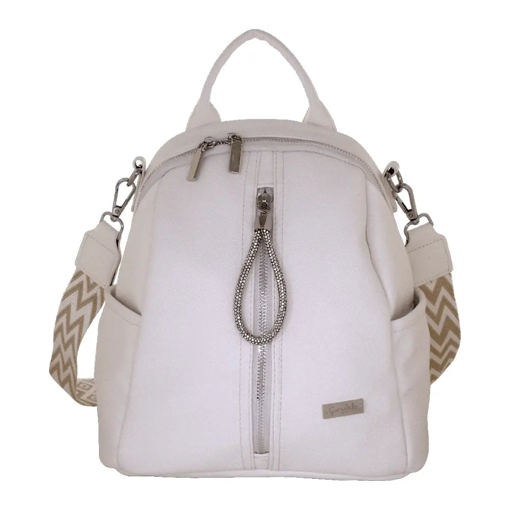 Camomilla Milano | Zaino City Frizzy Bianco | Zainetto Compatto con Dettagli Brillanti
