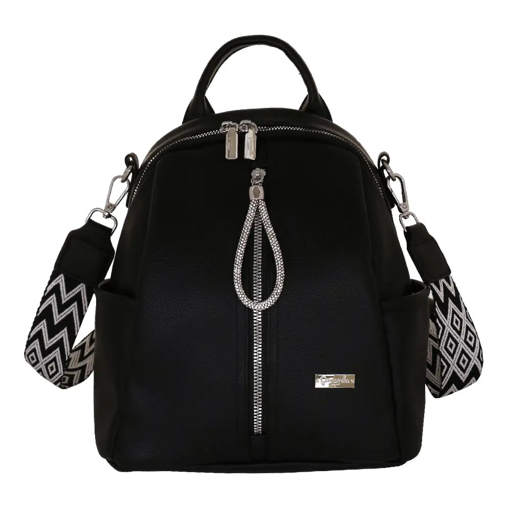 Camomilla Milano | Zaino City Frizzy Nero | Zainetto Compatto con Dettagli Brillanti