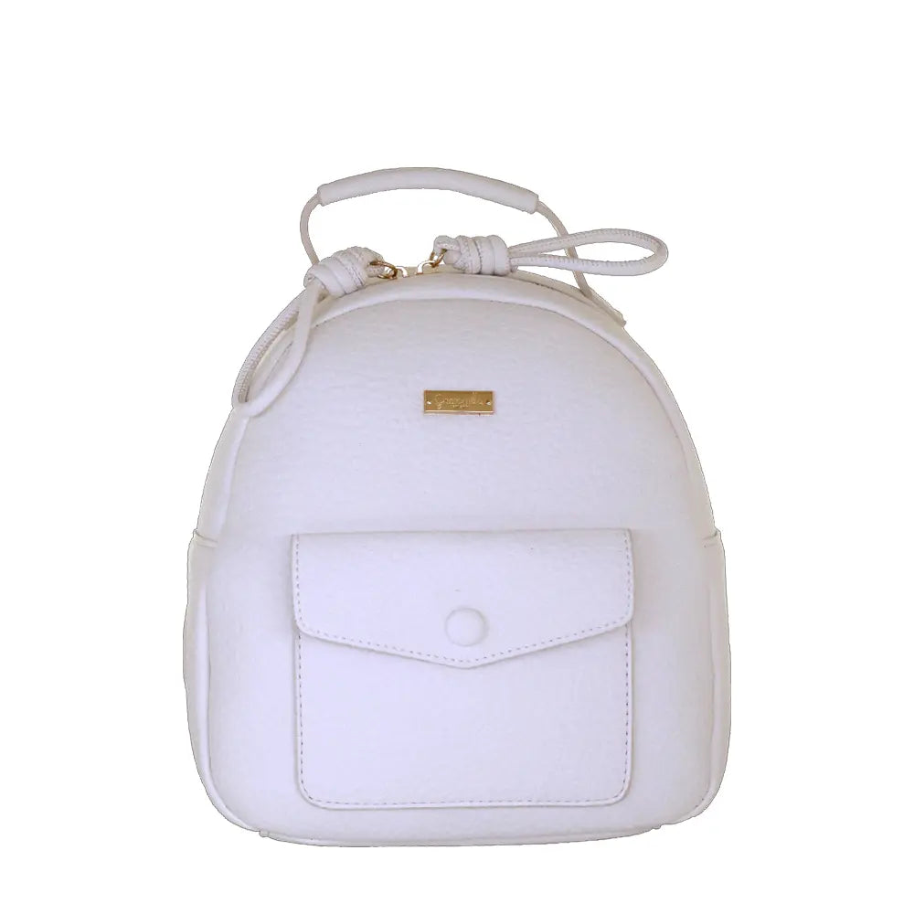 Camomilla Milano | Zaino Love Letter Bianco | Tasca a Busta e Pelle Martellata