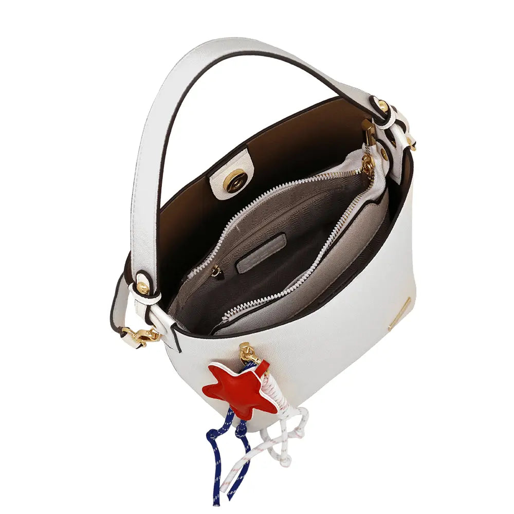Camomilla Milano | Borsa Secchiello Ice Lolly Bianco | Texture Caviar con Charm
