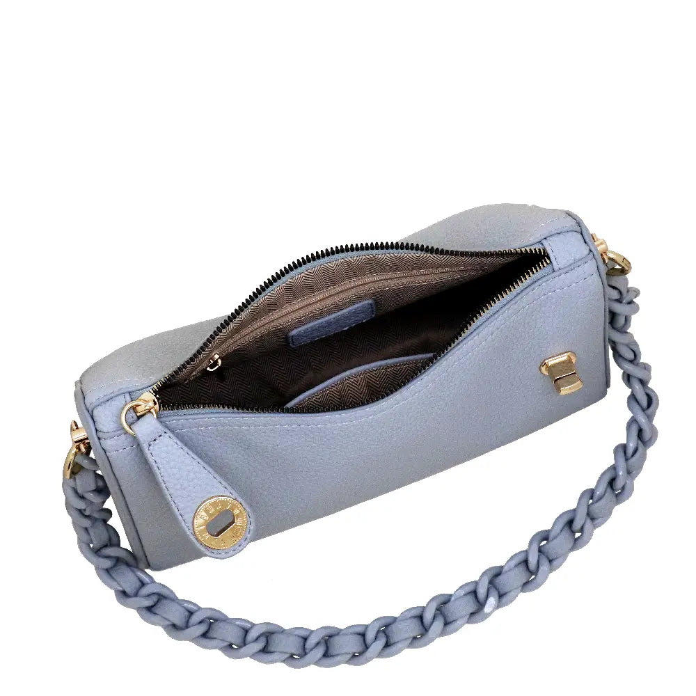 Camomilla Milano | Borsa Spalla Chewing Bag Azzurro | Mini Bauletto Martellato