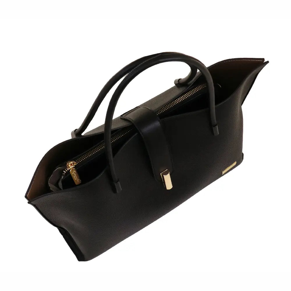 Camomilla Milano | Borsa Spalla Pop Candy Nero | Mix Similpelle Martellata e Liscia
