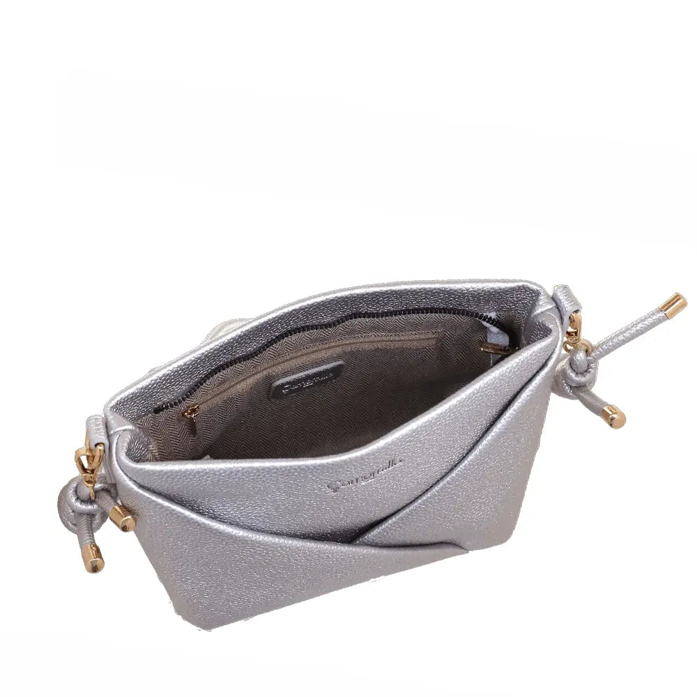 Camomilla Milano | Borsa Tracolla Glassé Argento | Stile Nautico con Corda
