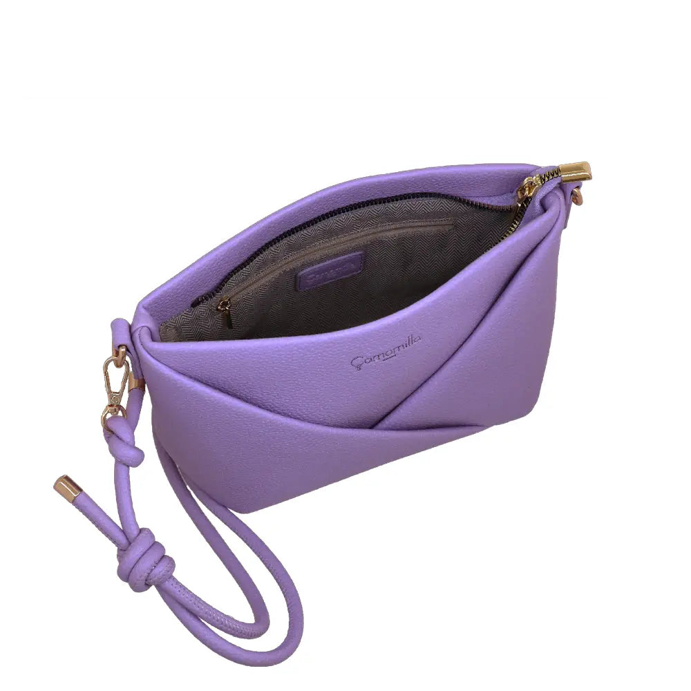 Camomilla Milano | Borsa Tracolla Glassé Lilla | Stile Nautico con Corda