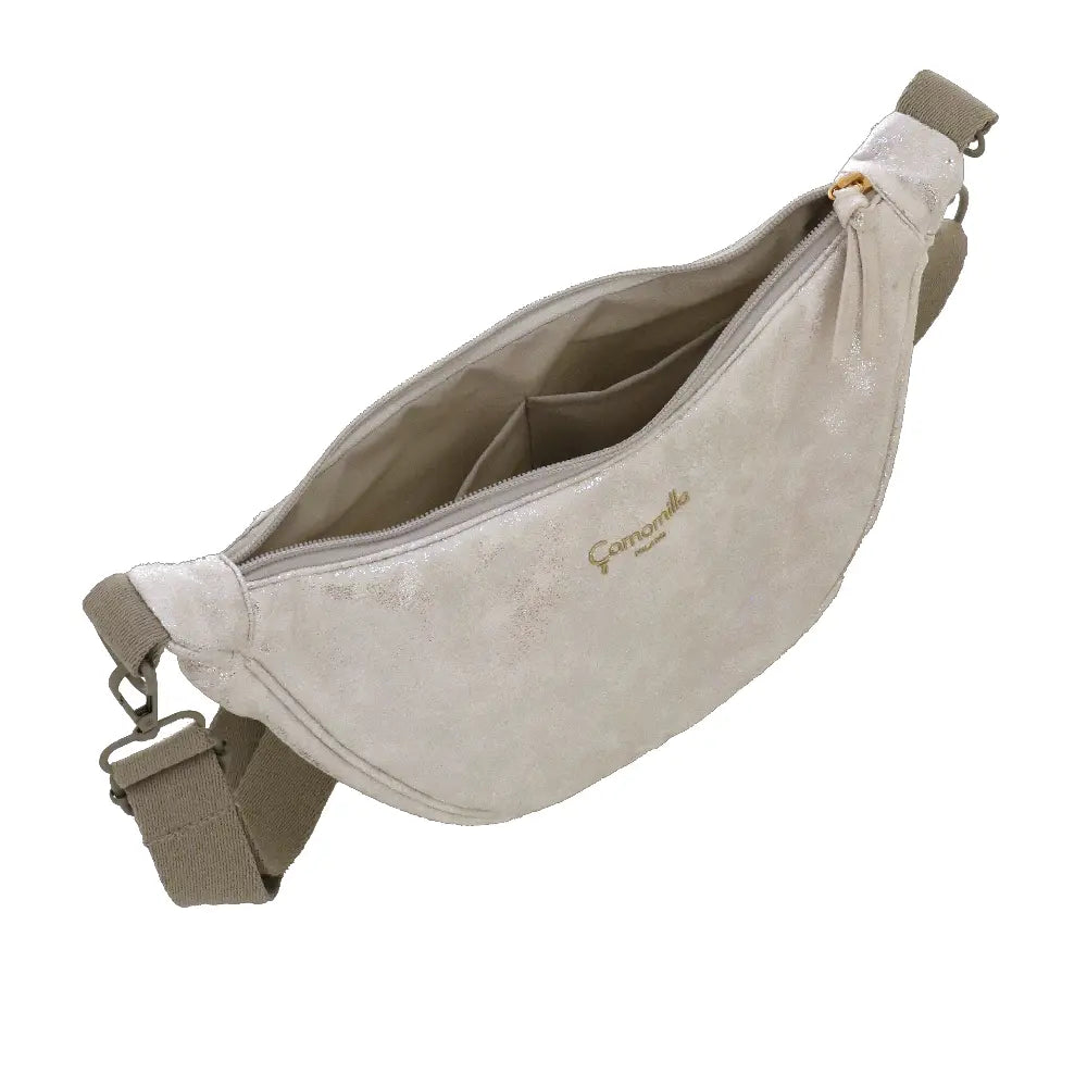 Camomilla Milano | Borsa Tracolla M Lulu Argento | Mezzaluna Scintillante