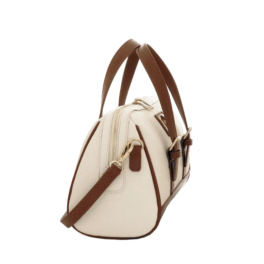 Camomilla Milano | Borsa Mano M Toffee Bianco | Bauletto Strutturato con Finiture Marroni
