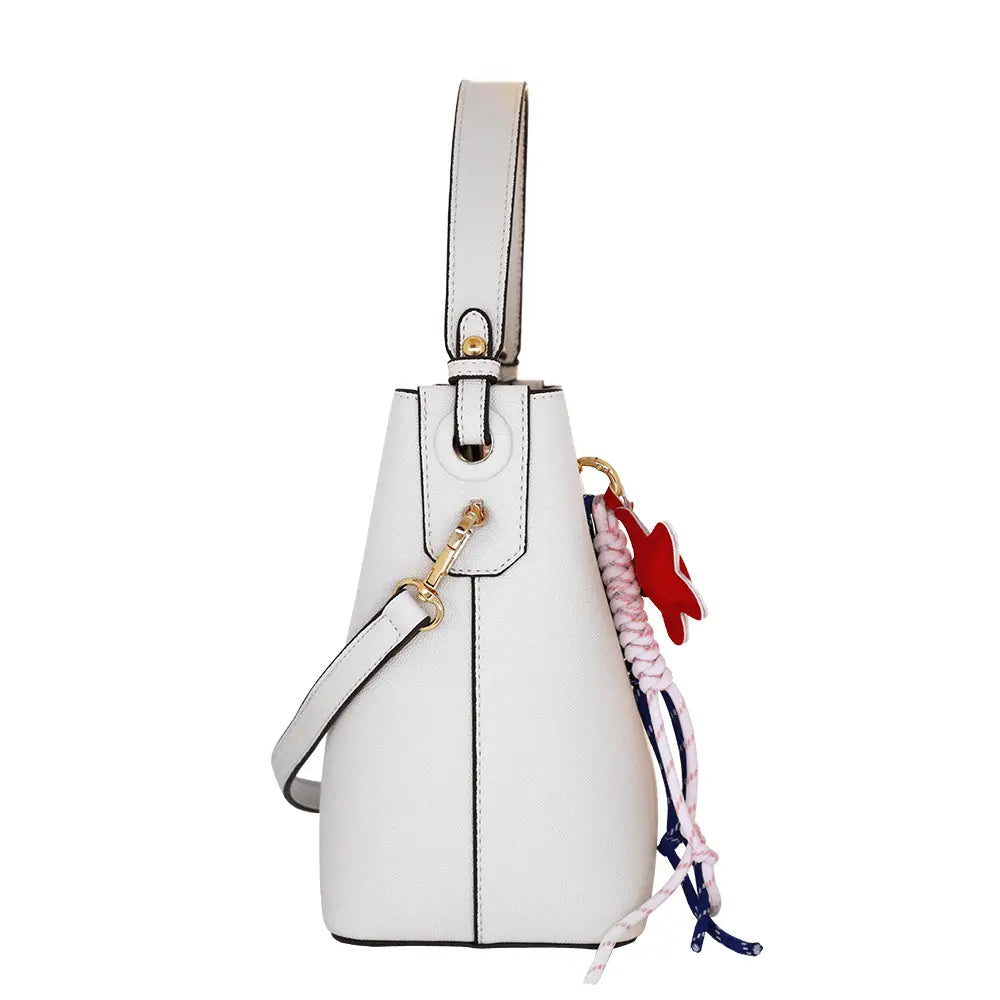 Camomilla Milano | Borsa Secchiello Ice Lolly Bianco | Texture Caviar con Charm