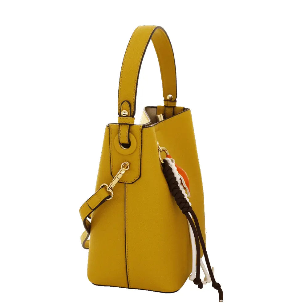 Camomilla Milano | Borsa Secchiello Ice Lolly Giallo | Texture Caviar con Charm