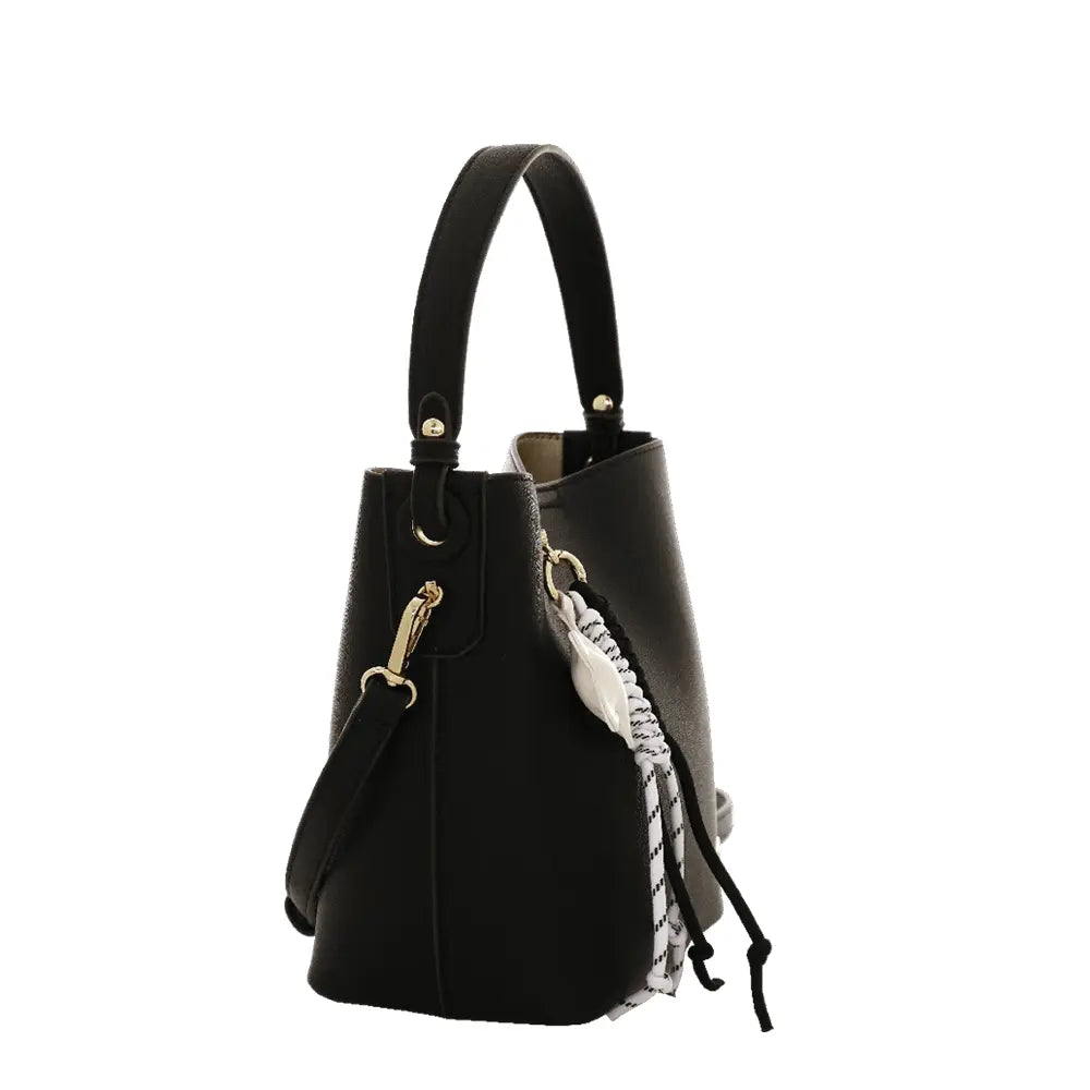 Camomilla Milano | Borsa Secchiello Ice Lolly Nero | Texture Caviar con Charm