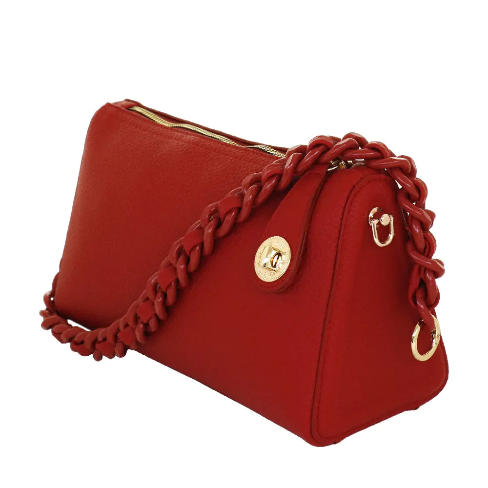 Camomilla Milano | Borsa Spalla Chewing Bag Rosso | Mini Bauletto Martellato