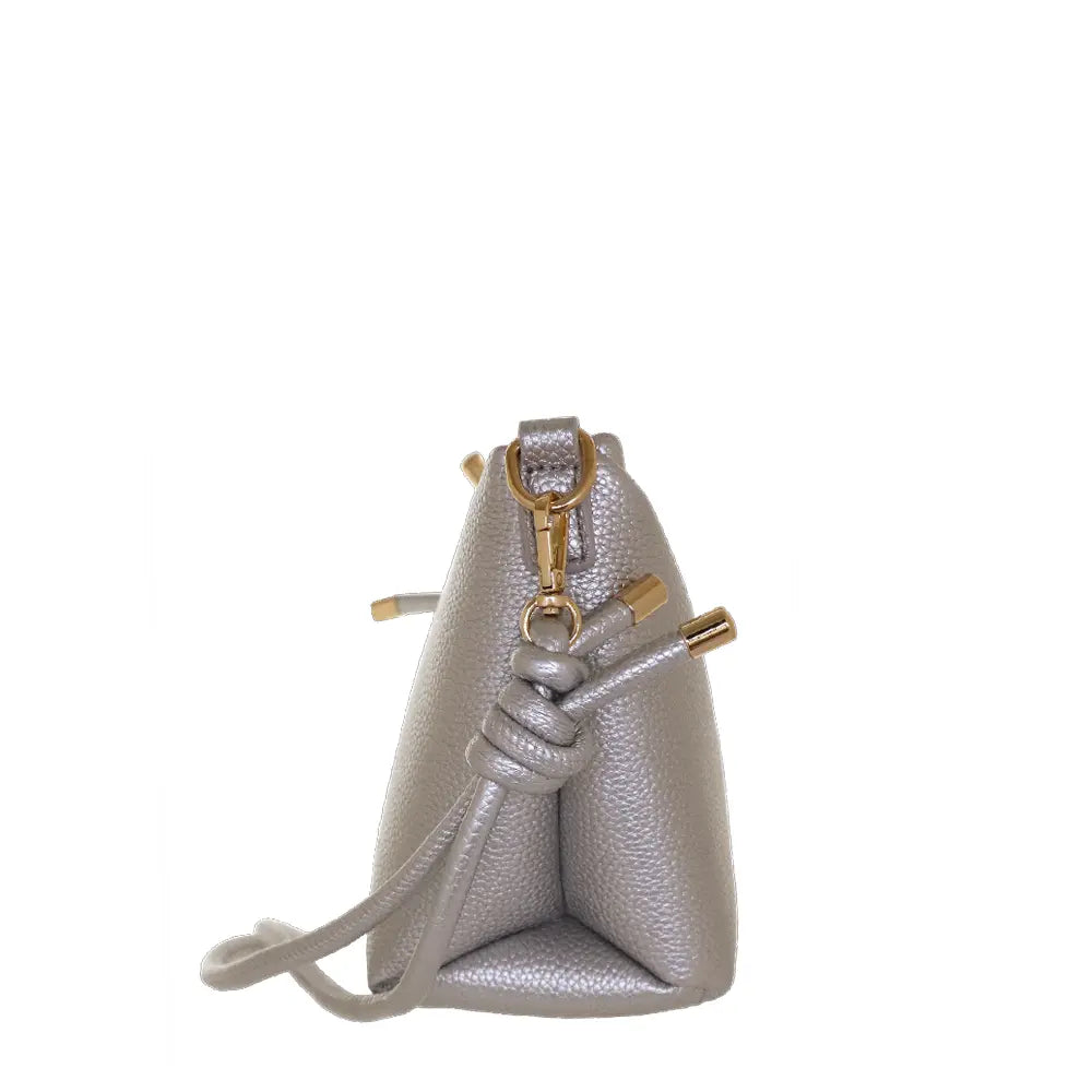 Camomilla Milano | Borsa Tracolla Glassé Argento | Stile Nautico con Corda