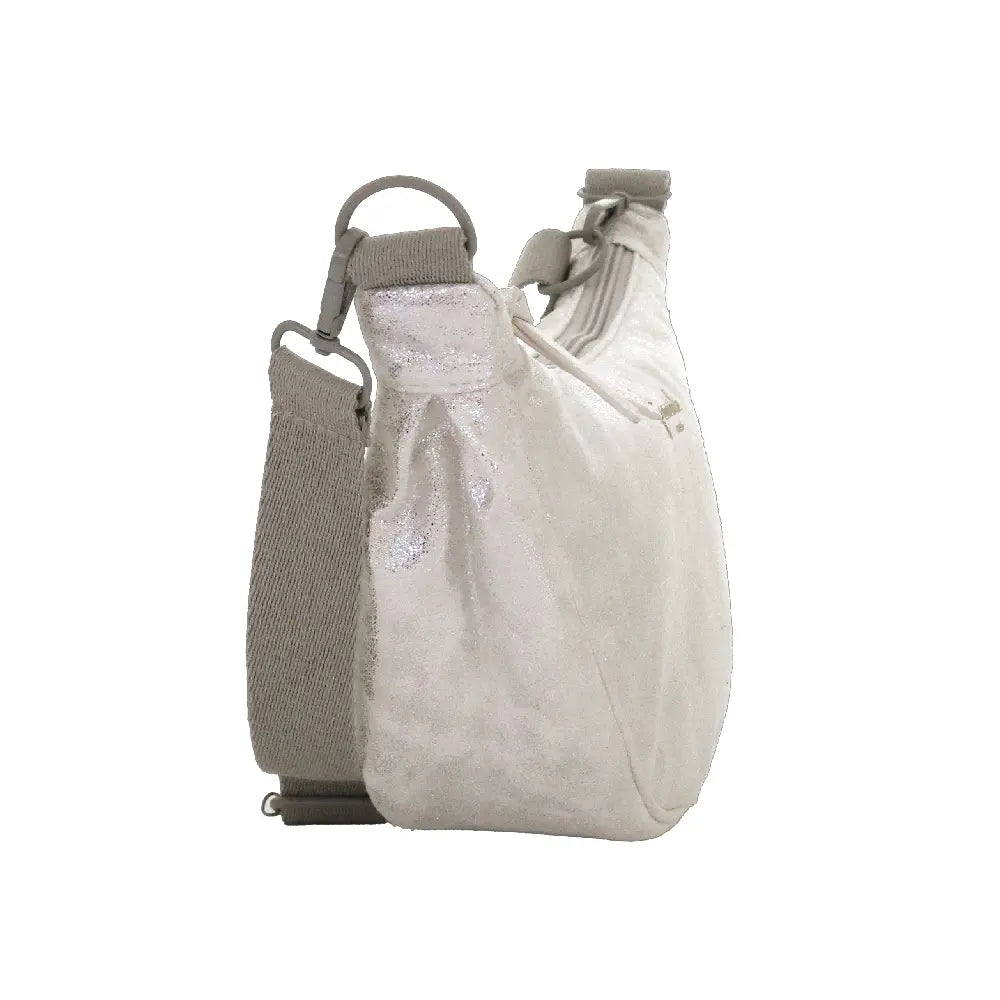 Camomilla Milano | Borsa Tracolla M Lulu Argento | Mezzaluna Scintillante