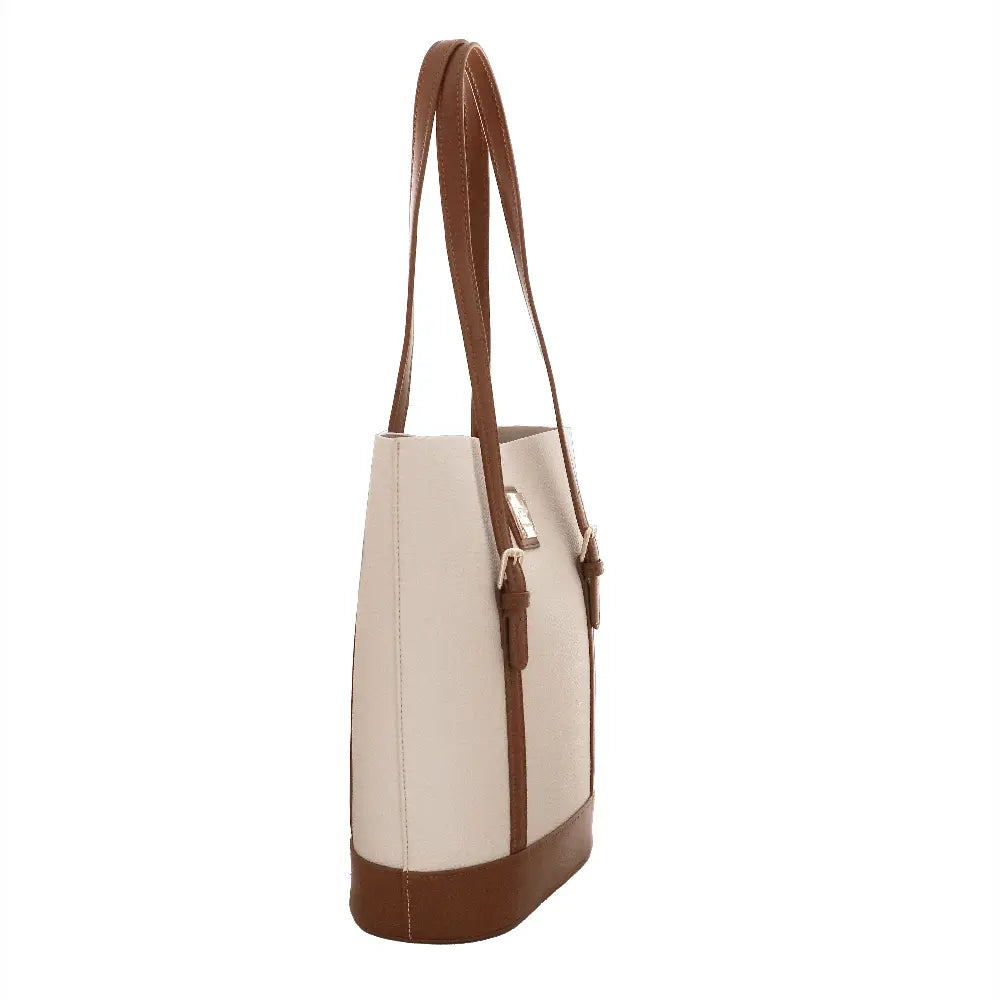 Camomilla Milano | Borsa a Spalla Toffee Bianco | Sportina in Similpelle