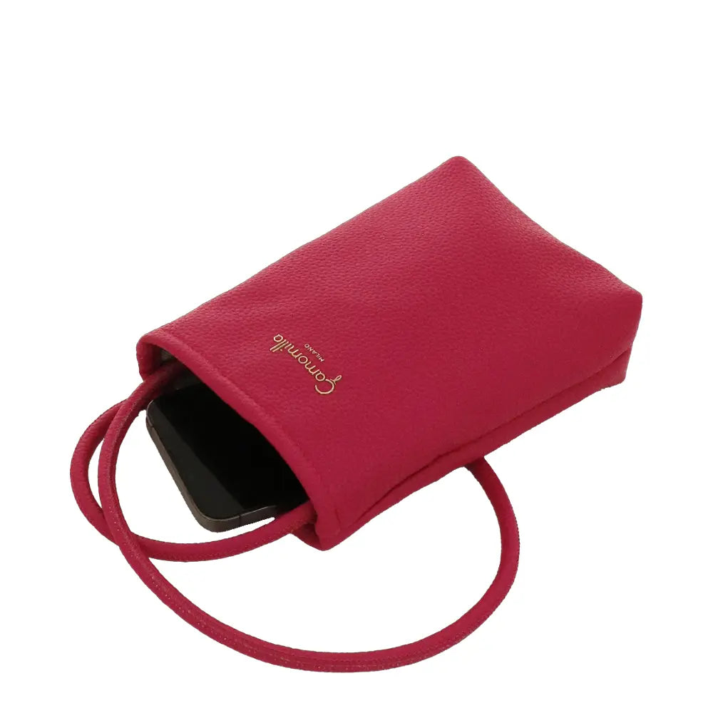 Camomilla Milano | Portacellulare Glassé Fucsia | Pochette con Tracolla Martellata