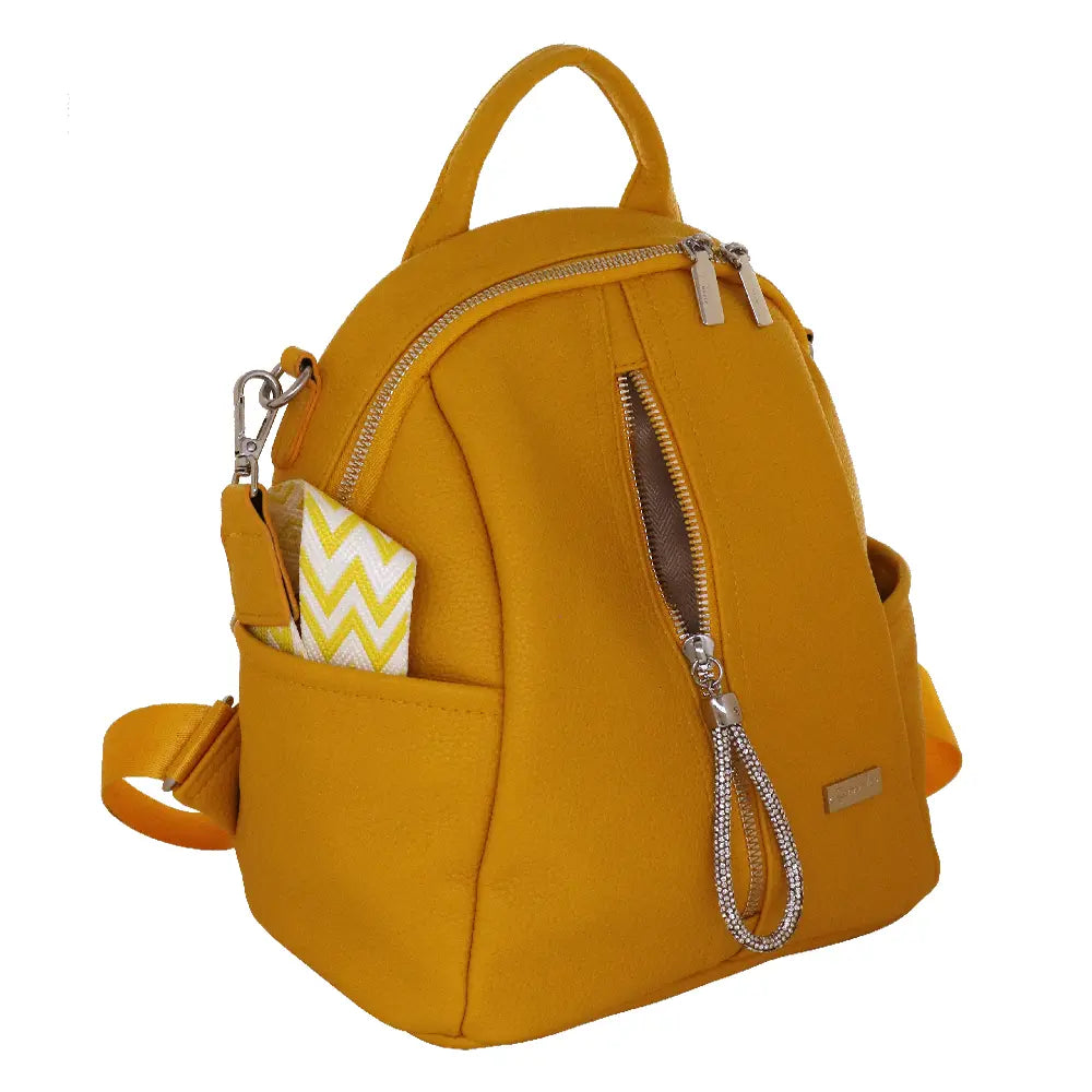 Camomilla Milano | Zaino City Frizzy Giallo | Zainetto Compatto con Dettagli Brillanti
