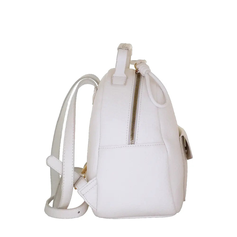 Camomilla Milano | Zaino Love Letter Bianco | Tasca a Busta e Pelle Martellata