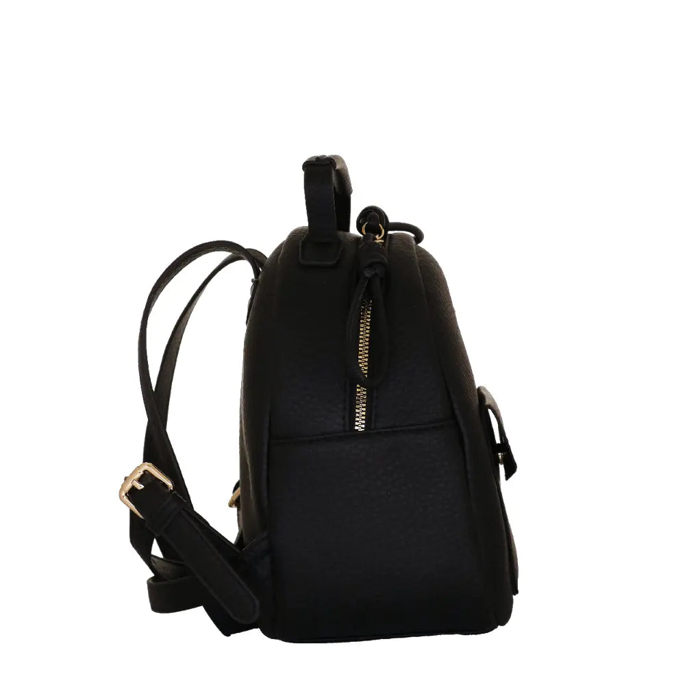 Camomilla Milano | Zaino Love Letter Nero | Backpack in Pelle Sintetica Martellata