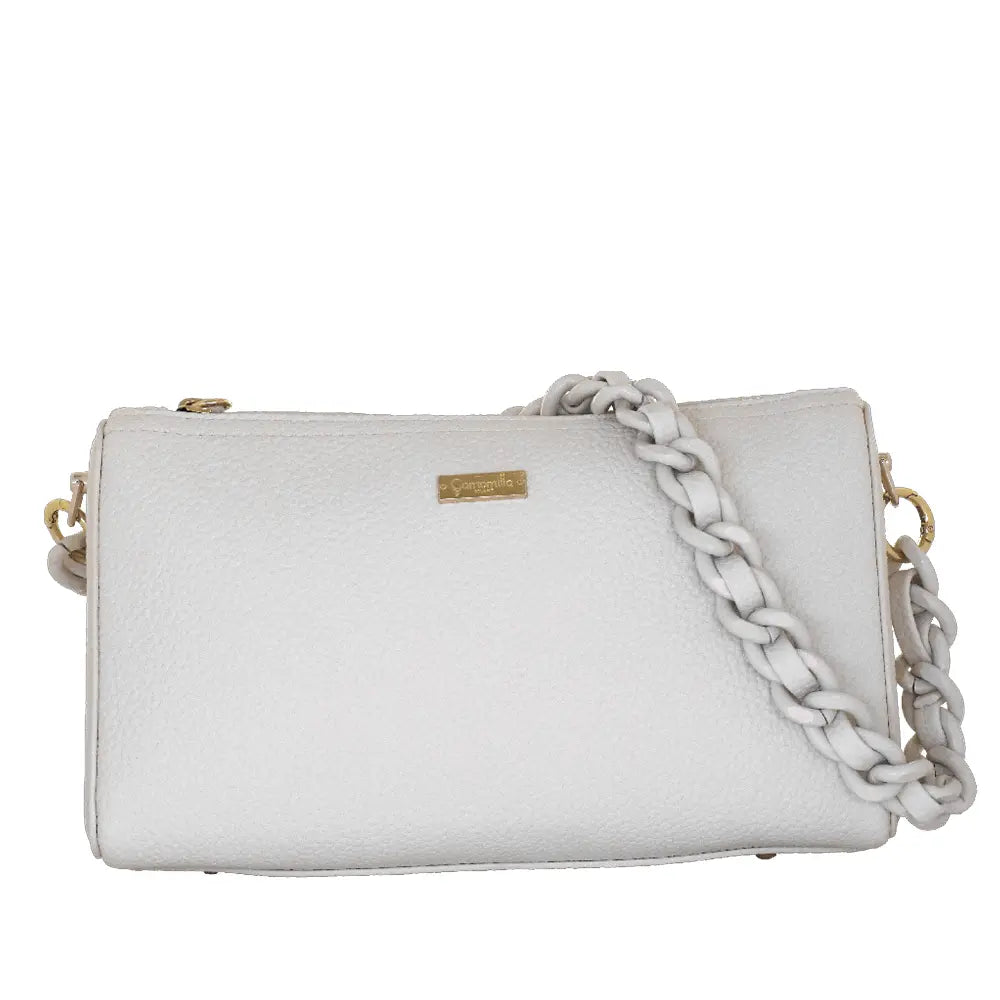 Camomilla Milano | Borsa Spalla Chewing Bag Bianco | Mini Bauletto Martellato