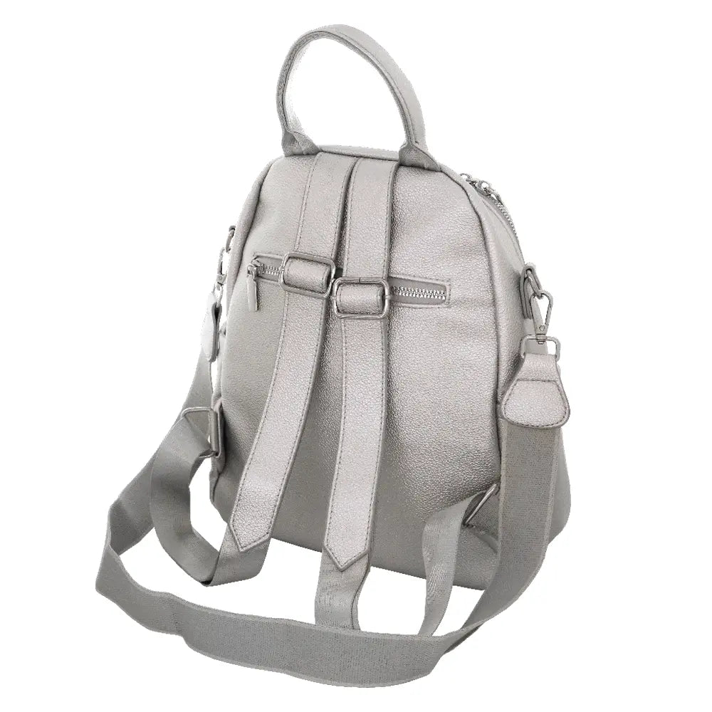 Camomilla Milano | Zaino Casual Frizzy Argento | Zainetto con Dettagli Brillanti