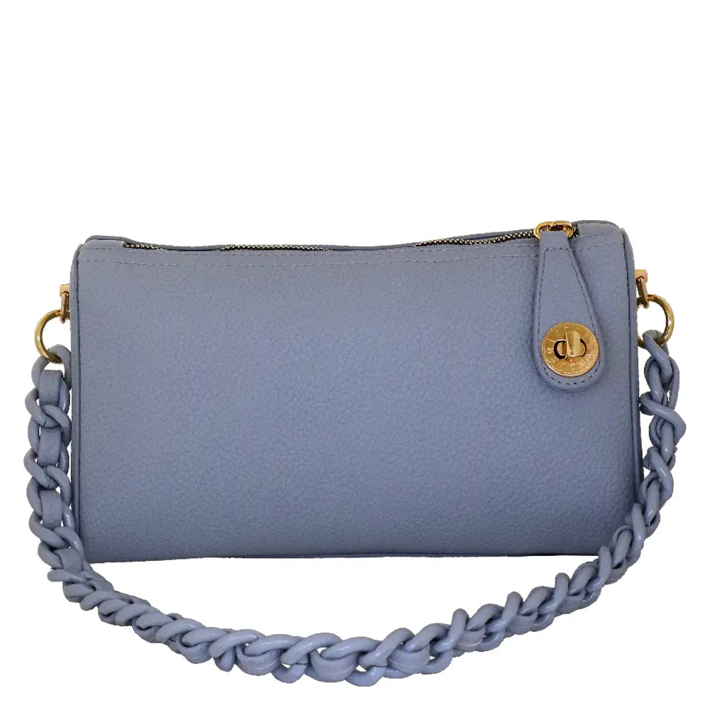 Camomilla Milano | Borsa Spalla Chewing Bag Azzurro | Mini Bauletto Martellato
