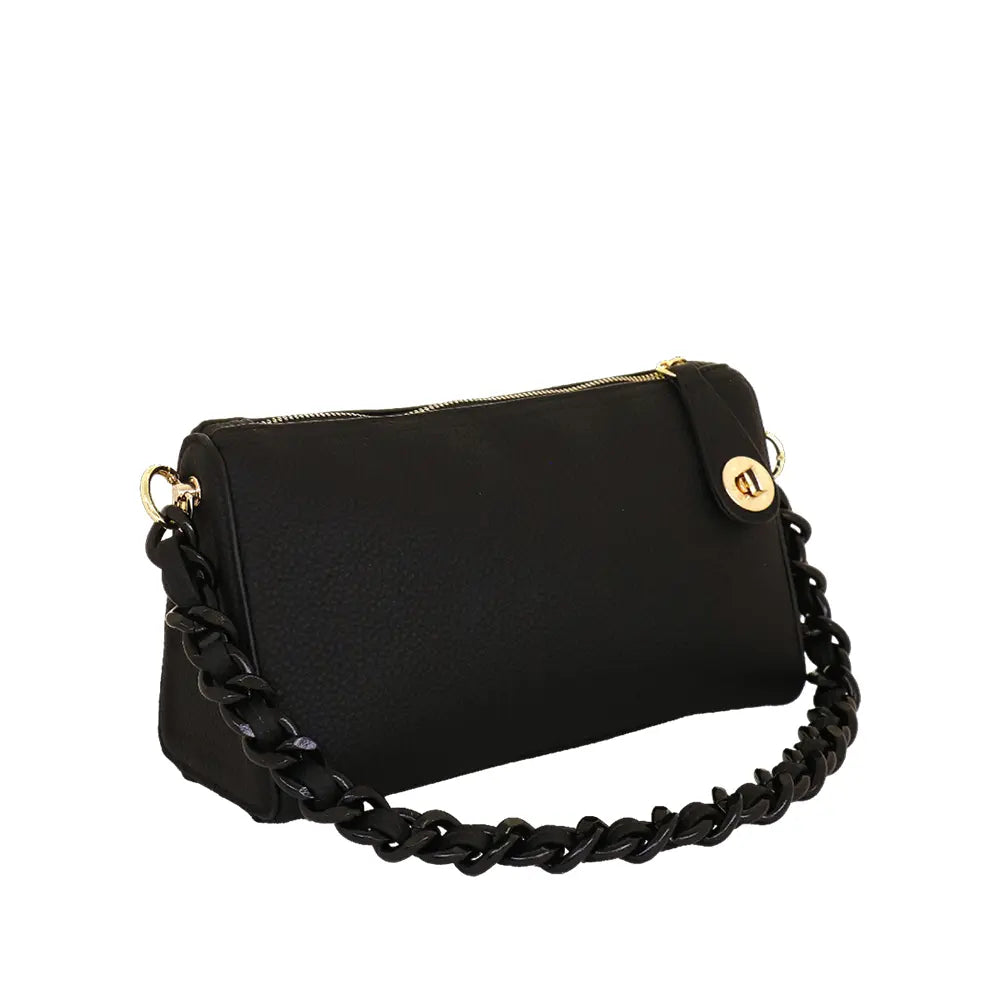 Camomilla Milano | Borsa Spalla Chewing Bag Nero | Mini Bauletto Martellato