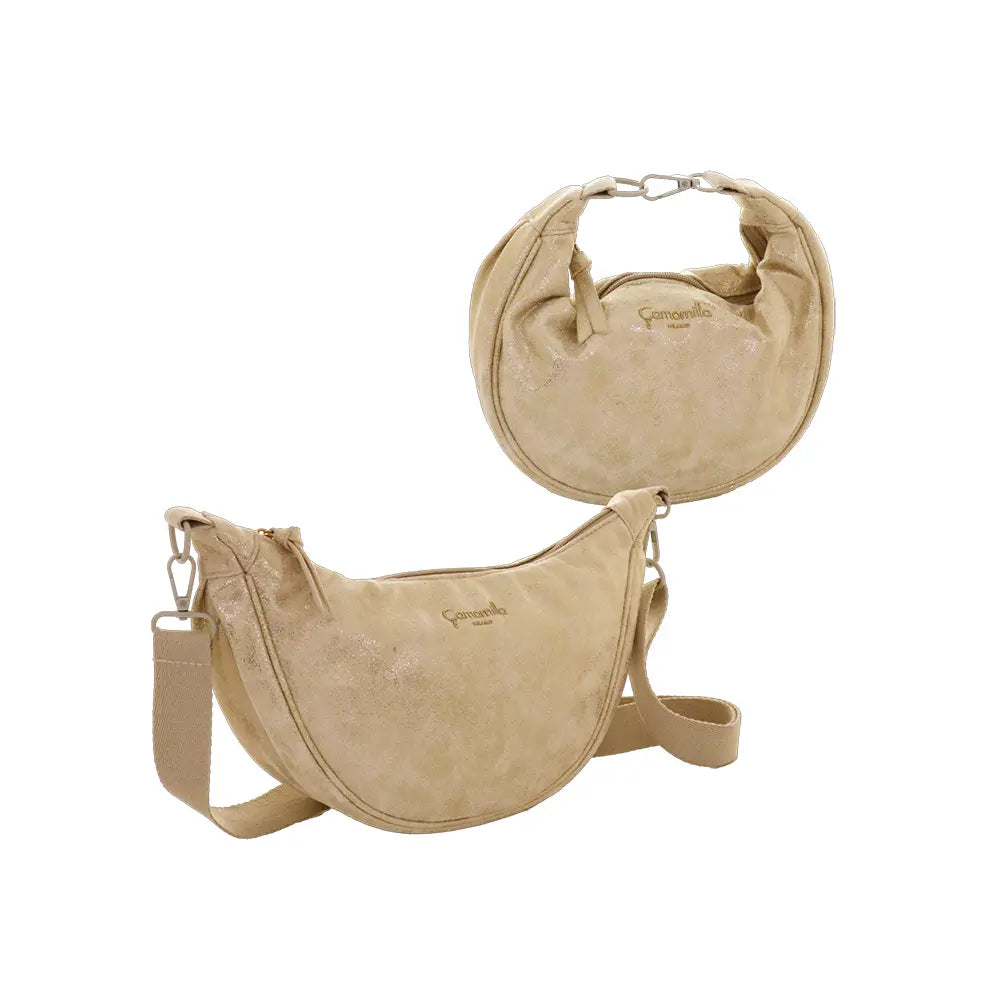 Camomilla Milano | Borsa Tracolla M Lulu Oro | Mezzaluna Scintillante