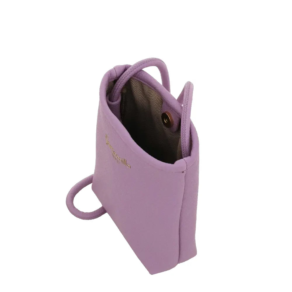 Camomilla Milano | Portacellulare Glassé Lilla | Pochette con Tracolla Martellata