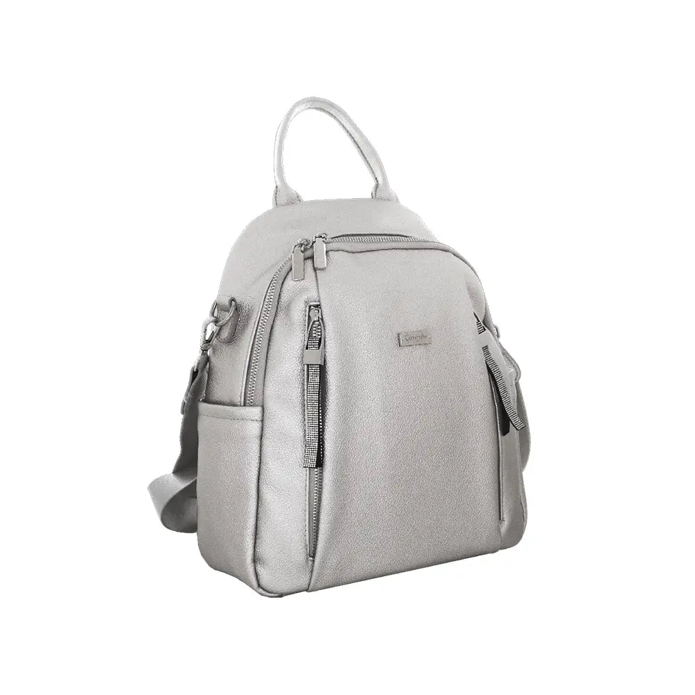 Camomilla Milano | Zaino Casual Frizzy Argento | Zainetto con Dettagli Brillanti