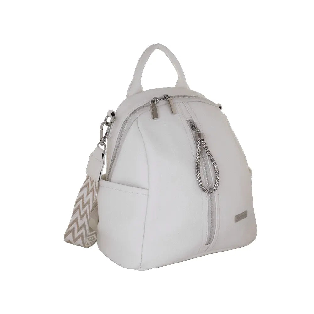 Camomilla Milano | Zaino City Frizzy Bianco | Zainetto Compatto con Dettagli Brillanti