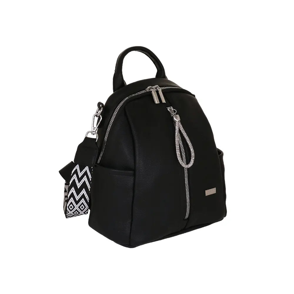 Camomilla Milano | Zaino City Frizzy Nero | Zainetto Compatto con Dettagli Brillanti