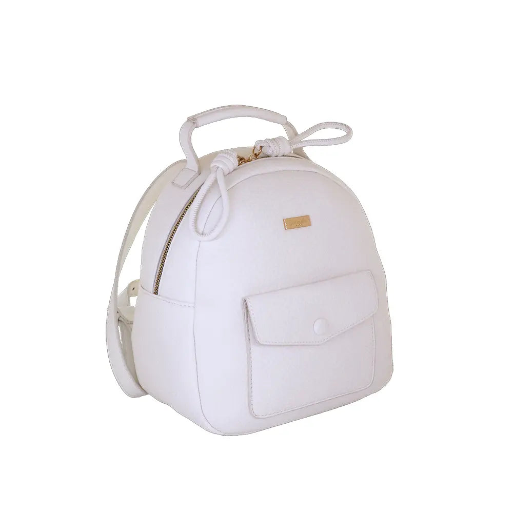 Camomilla Milano | Zaino Love Letter Bianco | Tasca a Busta e Pelle Martellata