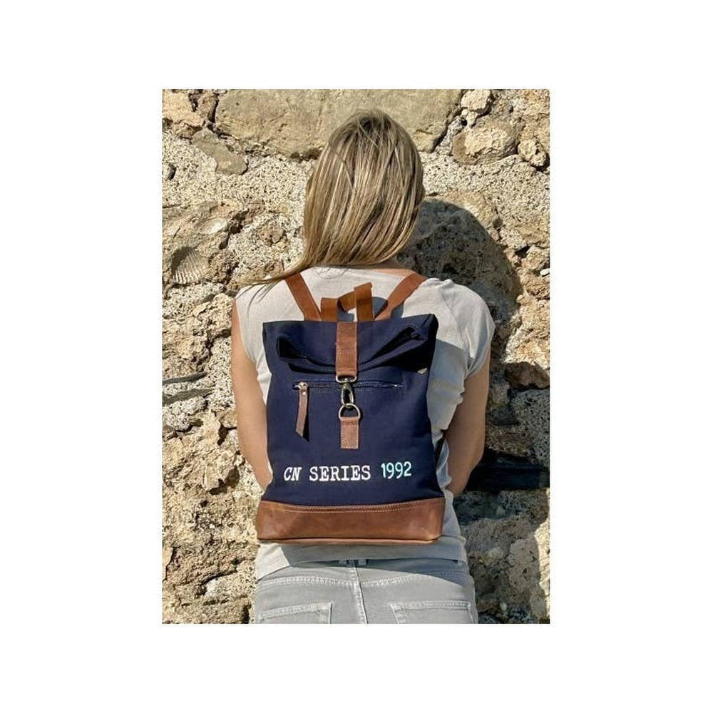 Zaino Vintage Tessuto Nuovo con Pelle Alta qualità MAYA MC6A