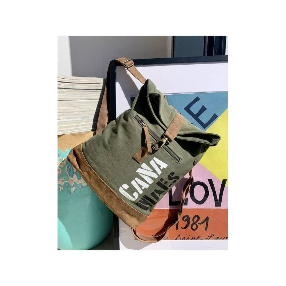 Zaino Vintage Tessuto Nuovo con Pelle Alta qualità MAYA MC8