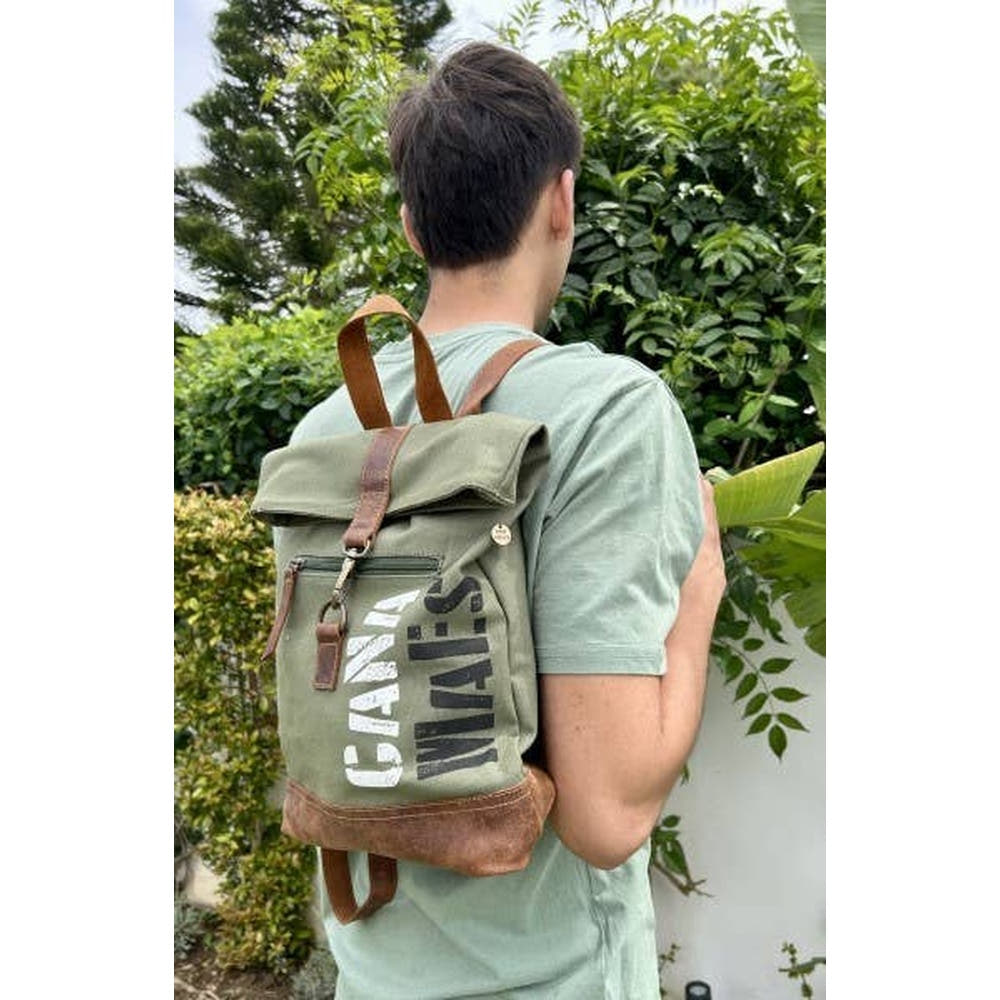 Zaino Vintage Tessuto Nuovo con Pelle Alta qualità MAYA MC8